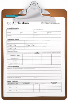 Completing a job application form